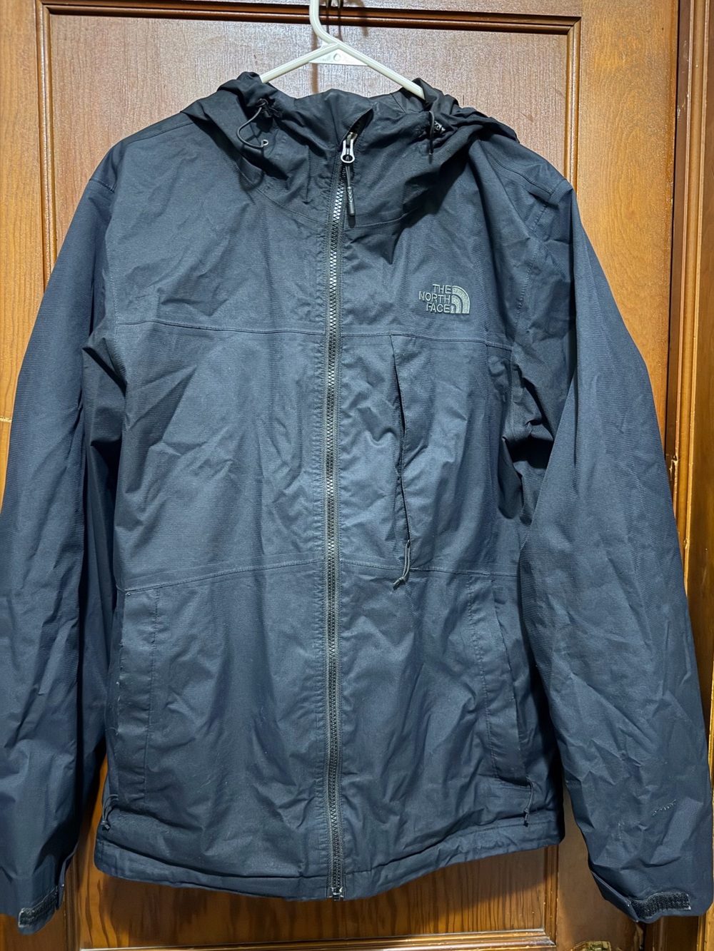 The North Face Men's Black Hooded Rain Shell lightweight Jacket